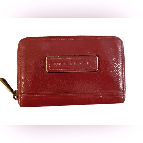 Longchamp Handbags - Longchamp Leather Wristlet Wallet Dark Red Zipper Closure 5 X 3 1/2 Inches